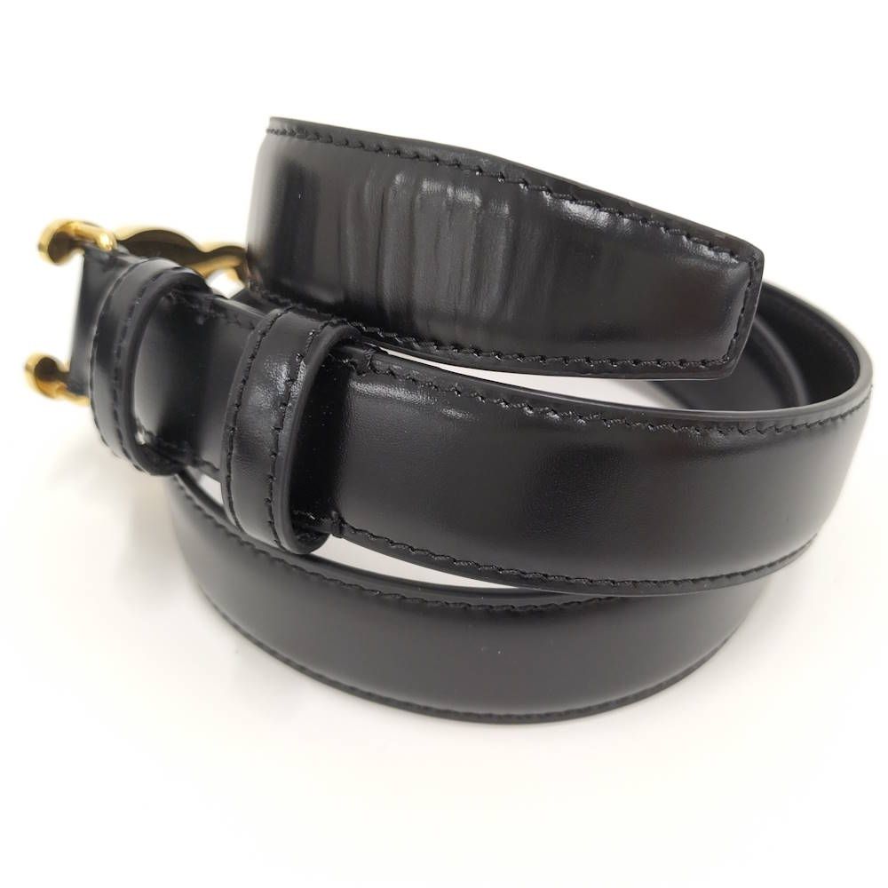 Celine Belt Triomphe Gold Leather Black — view 2