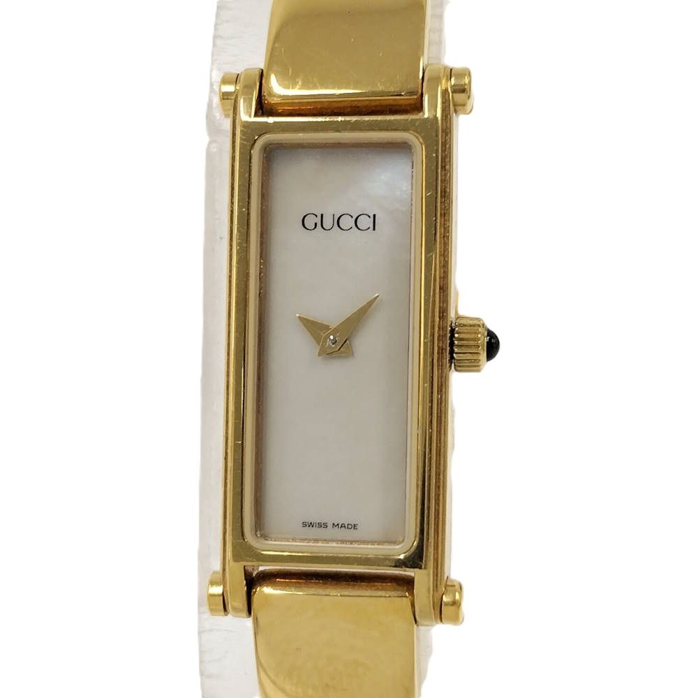 Gucci Bangle Watch Quartz SS Gold Shell