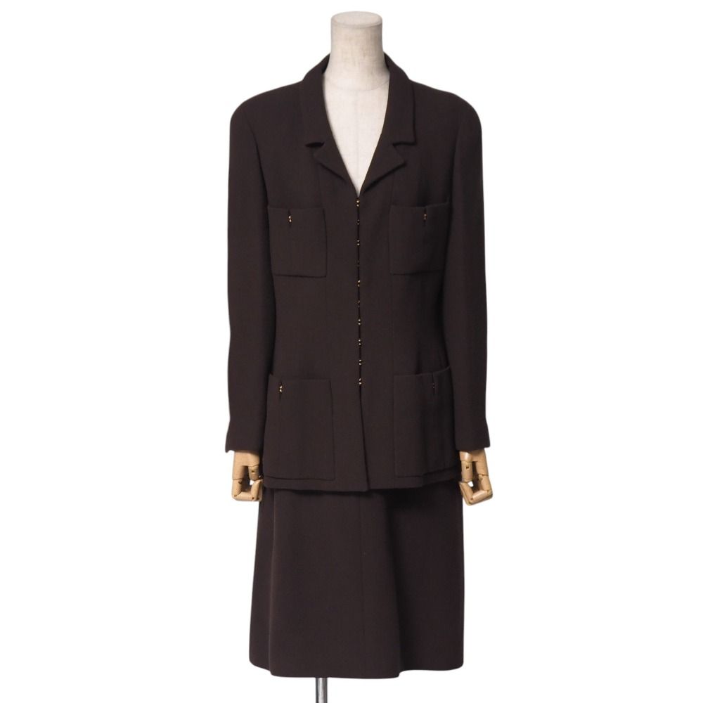 Chanel 96A Vintage Skirt Suit 42 Set Midi CC Logo