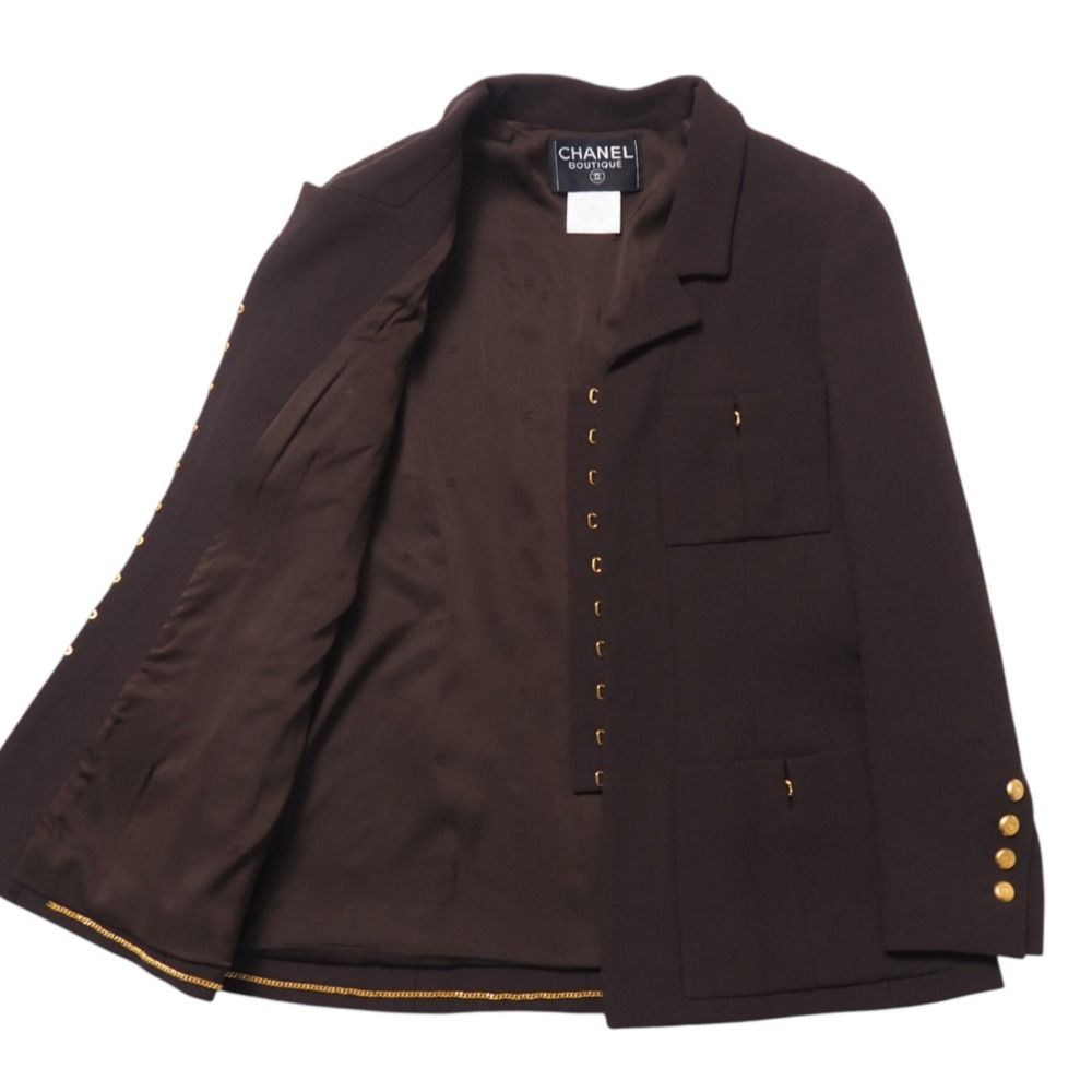 Chanel 96A Vintage Skirt Suit 42 Set Midi CC Logo — view 3