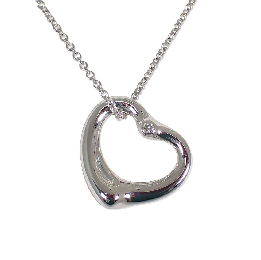 Tiffany & Co 925 Diamond Open Heart Pendant