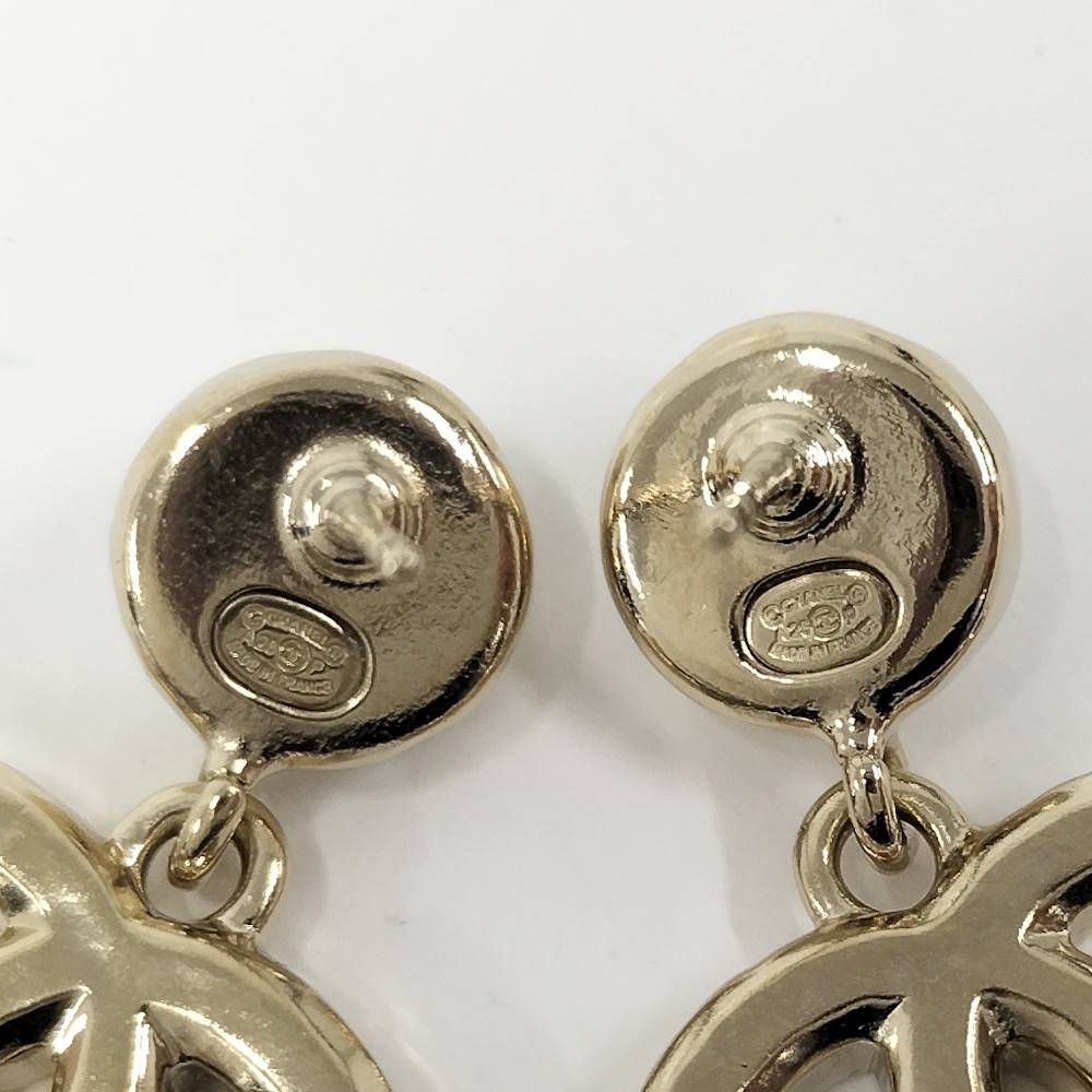 Chanel Swing Earrings CC Mark Faux Pearl Plated Gold Pink — view 7