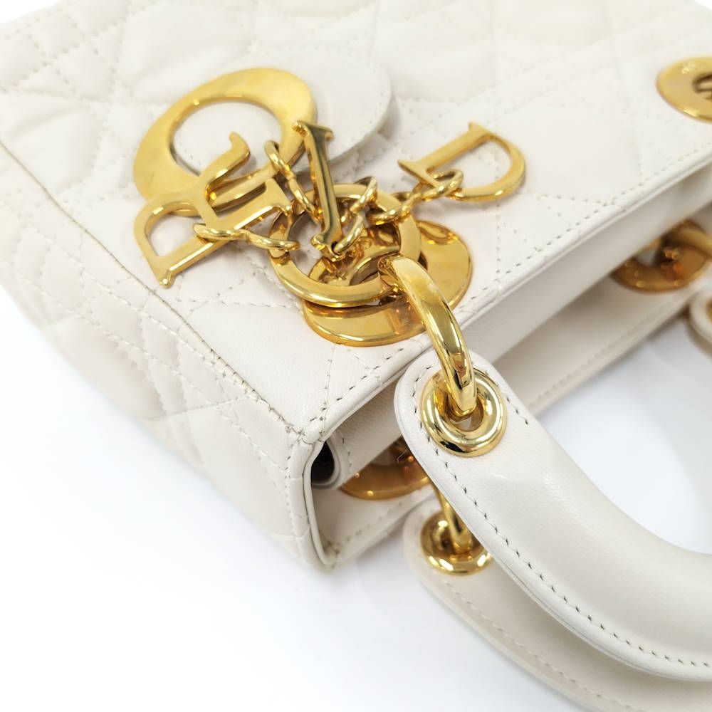 Dior Lady Dior 2-Way Bag Leather Ivory — view 6