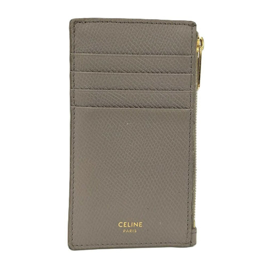 Celine Zipped Compact Card Holder Fragment Case Leather Gray
