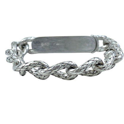Bottega Veneta Chain Bracelet ID Intrecciato Silver Color Simple — view 3