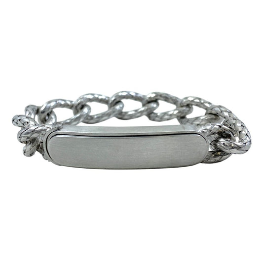 Bottega Veneta Chain Bracelet ID Intrecciato Silver Color Simple