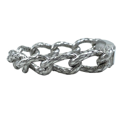 Bottega Veneta Chain Bracelet ID Intrecciato Silver Color Simple — view 4