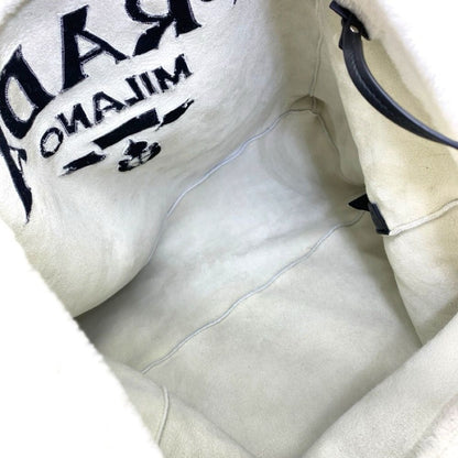 Prada Terry Tote Bag Triangle Logo Pile White Fine Daily Practical — view 6