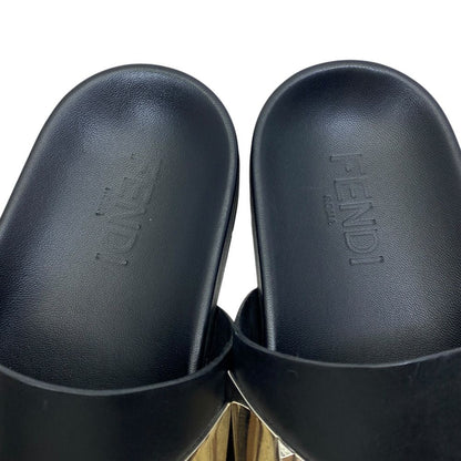 Fendi Monster Slide Sandals Metal Studs Leather Black Silver High Quality Daily — view 8