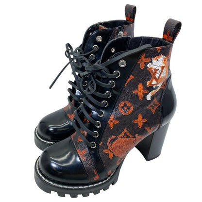 Louis Vuitton Cat Glam Star Trail Short Boots Leather Brown Black High Quality