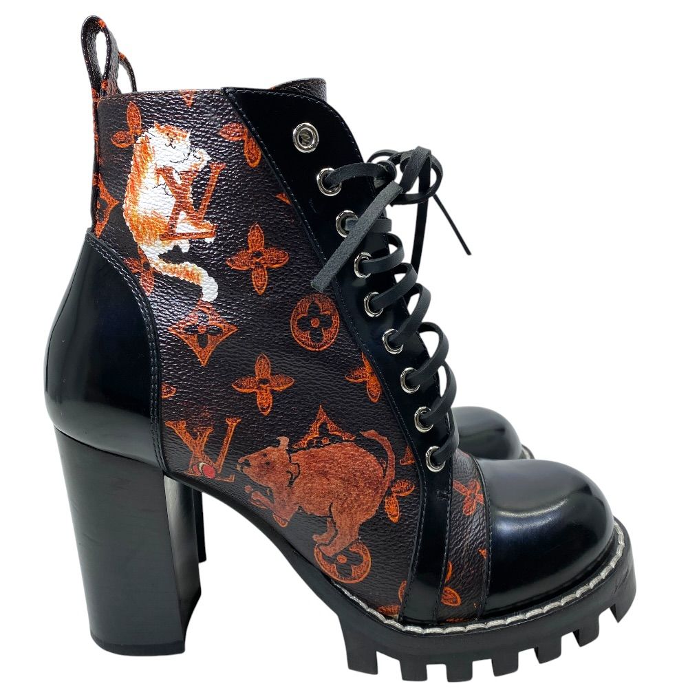 Louis Vuitton Cat Glam Star Trail Short Boots Leather Brown Black High Quality — view 5