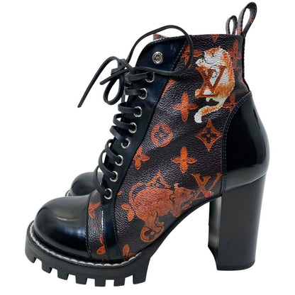 Louis Vuitton Cat Glam Star Trail Short Boots Leather Brown Black High Quality — view 3
