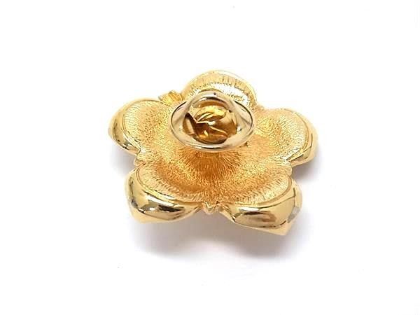Dior Brooch Pin Gold Metal Faux Pearl Vintage Flower — view 2