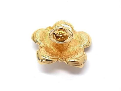 Dior Brooch Pin Gold Metal Faux Pearl Vintage Flower — view 2