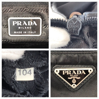 Prada Tessuto Black Silver Nylon Tote Shoulder Bag — view 4