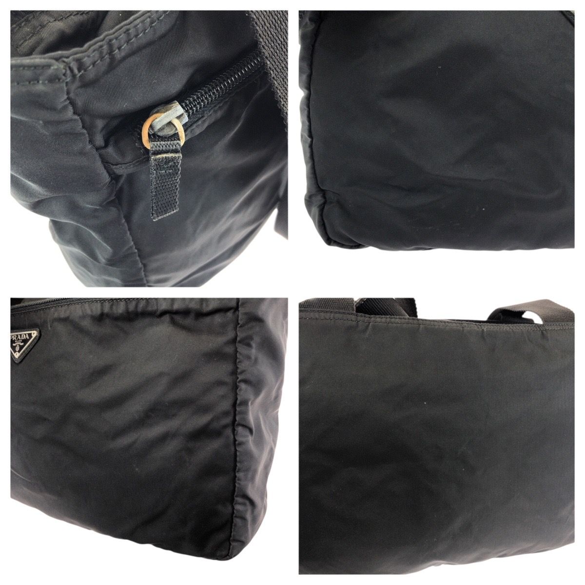 Prada Tessuto Black Silver Nylon Tote Shoulder Bag — view 5