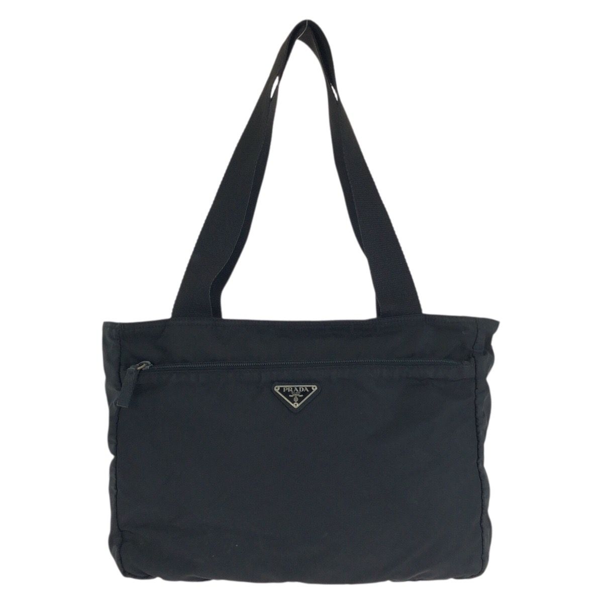 Prada Tessuto Black Silver Nylon Tote Shoulder Bag