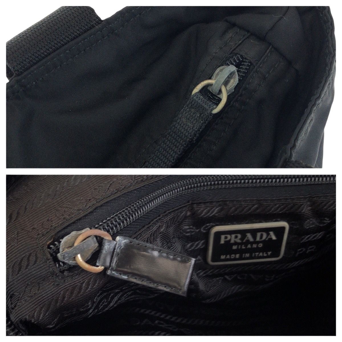 Prada Tessuto Black Silver Nylon Tote Shoulder Bag — view 6