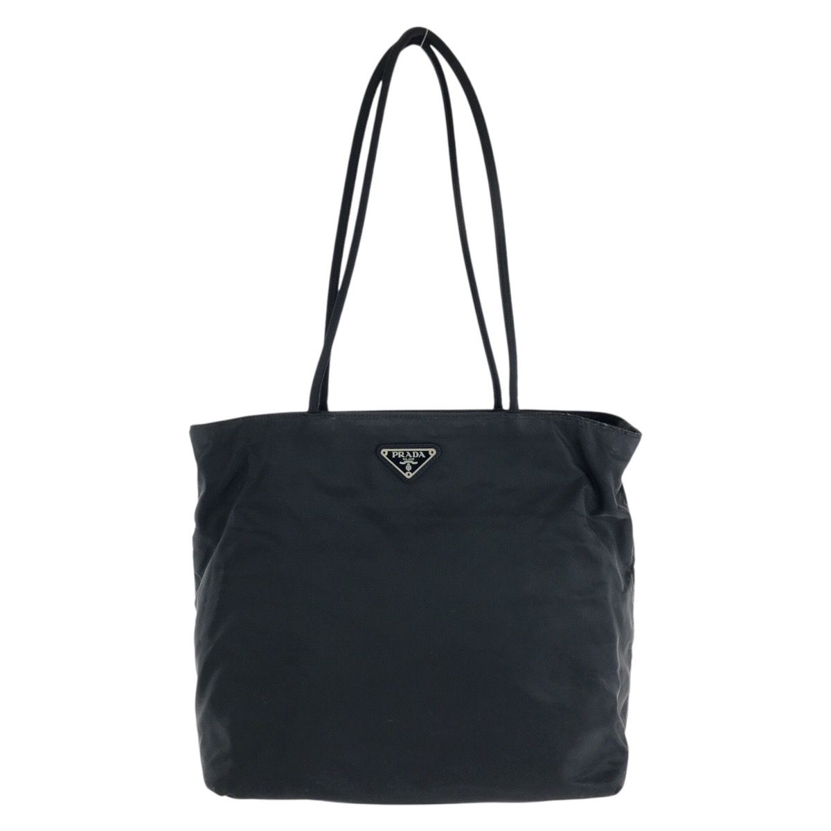 Prada Tessuto Black Silver Nylon Tote Shoulder Bag