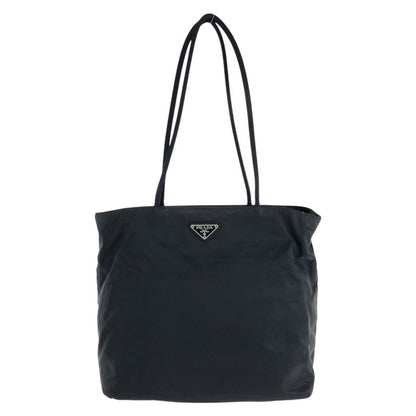 Prada Tessuto Black Silver Nylon Tote Shoulder Bag