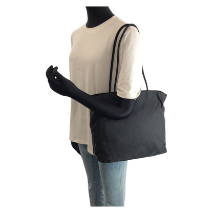 Prada Tessuto Black Silver Nylon Tote Shoulder Bag — view 7
