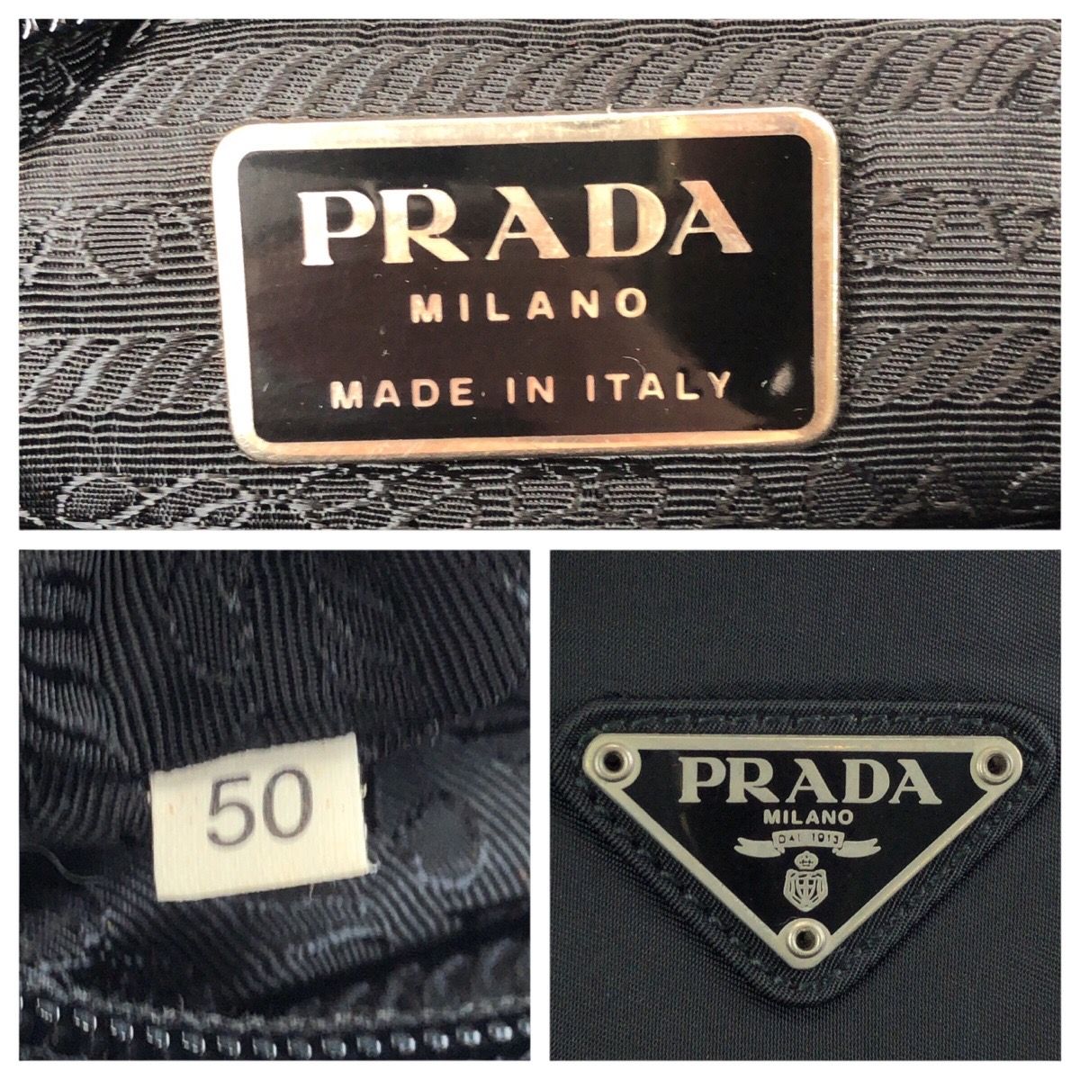 Prada Tessuto Black Silver Nylon Tote Shoulder Bag — view 4