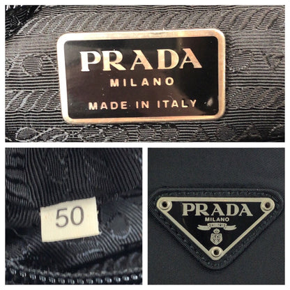 Prada Tessuto Black Silver Nylon Tote Shoulder Bag — view 4