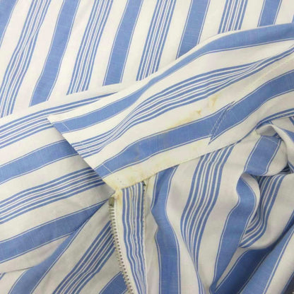 Prada Zip Shirt Long Sleeve Striped Ruffle Logo Print 36 Light Blue White — view 7