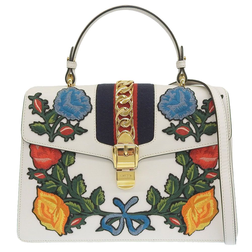 Gucci Sylvie Rose Applique Shoulder Bag