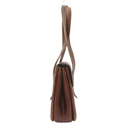 Celine Handbag Tote Shoulder Leather Dark Brown Carriage Logo SD — view 3