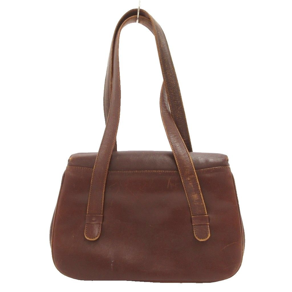 Celine Handbag Tote Shoulder Leather Dark Brown Carriage Logo SD — view 2
