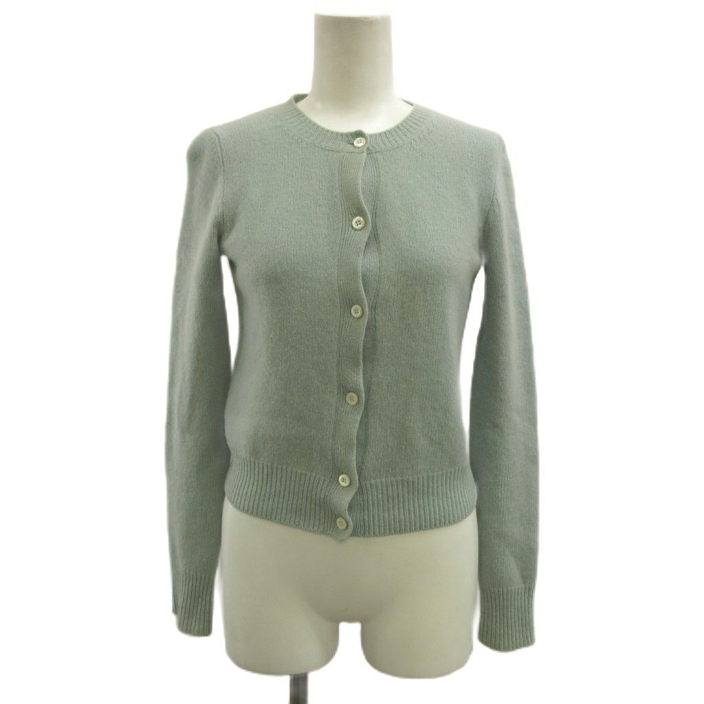 Prada Knit Cardigan Wool 38 Mint Green Round Neck Long Sleeve NP