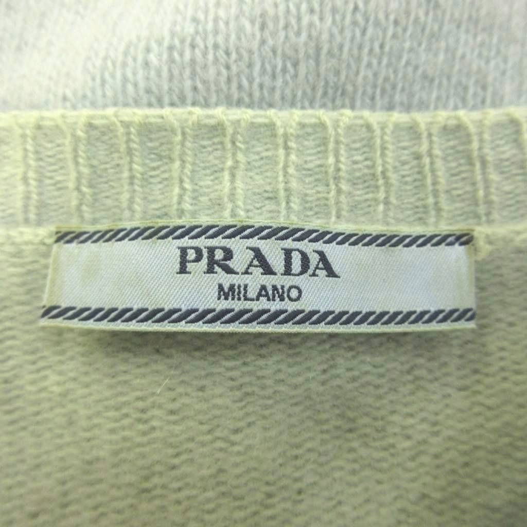 Prada Knit Cardigan Wool 38 Mint Green Round Neck Long Sleeve NP — view 7