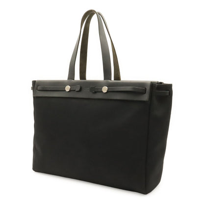 Hermes Herbag Cabas GM Tote Large Shoulder Bag Toile Officier Leather Black — view 2