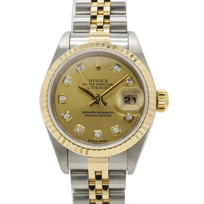 Rolex Datejust Champagne Dial SS 18K Yellow Gold Diamond Number Automatic Watch — view 4