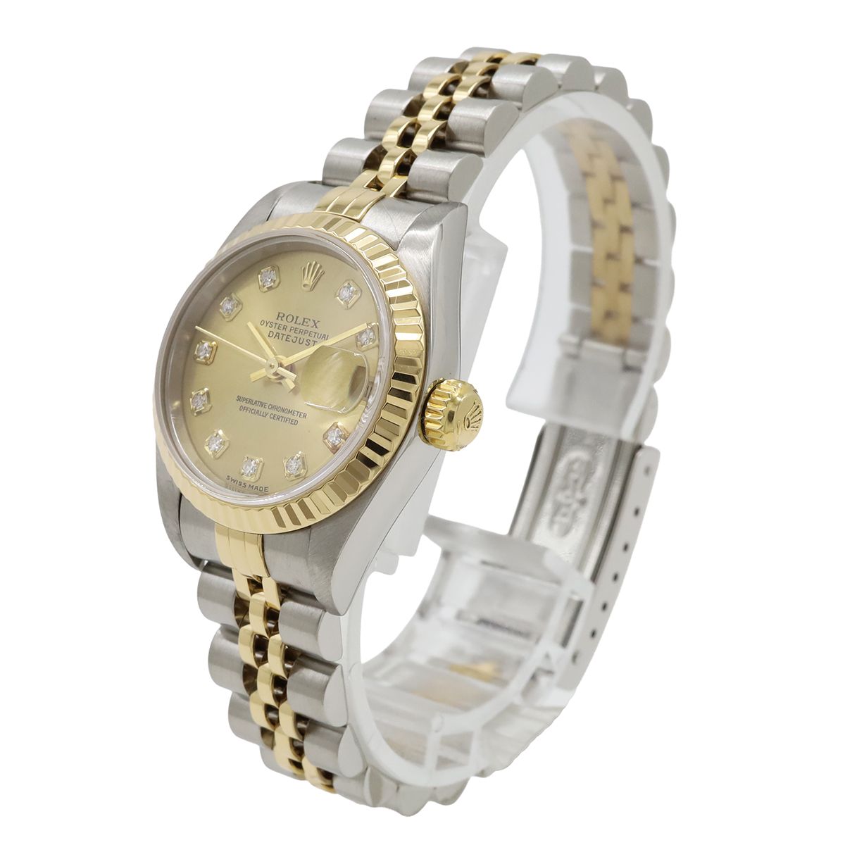 Rolex Datejust Champagne Dial SS 18K Yellow Gold Diamond Number Automatic Watch — view 2