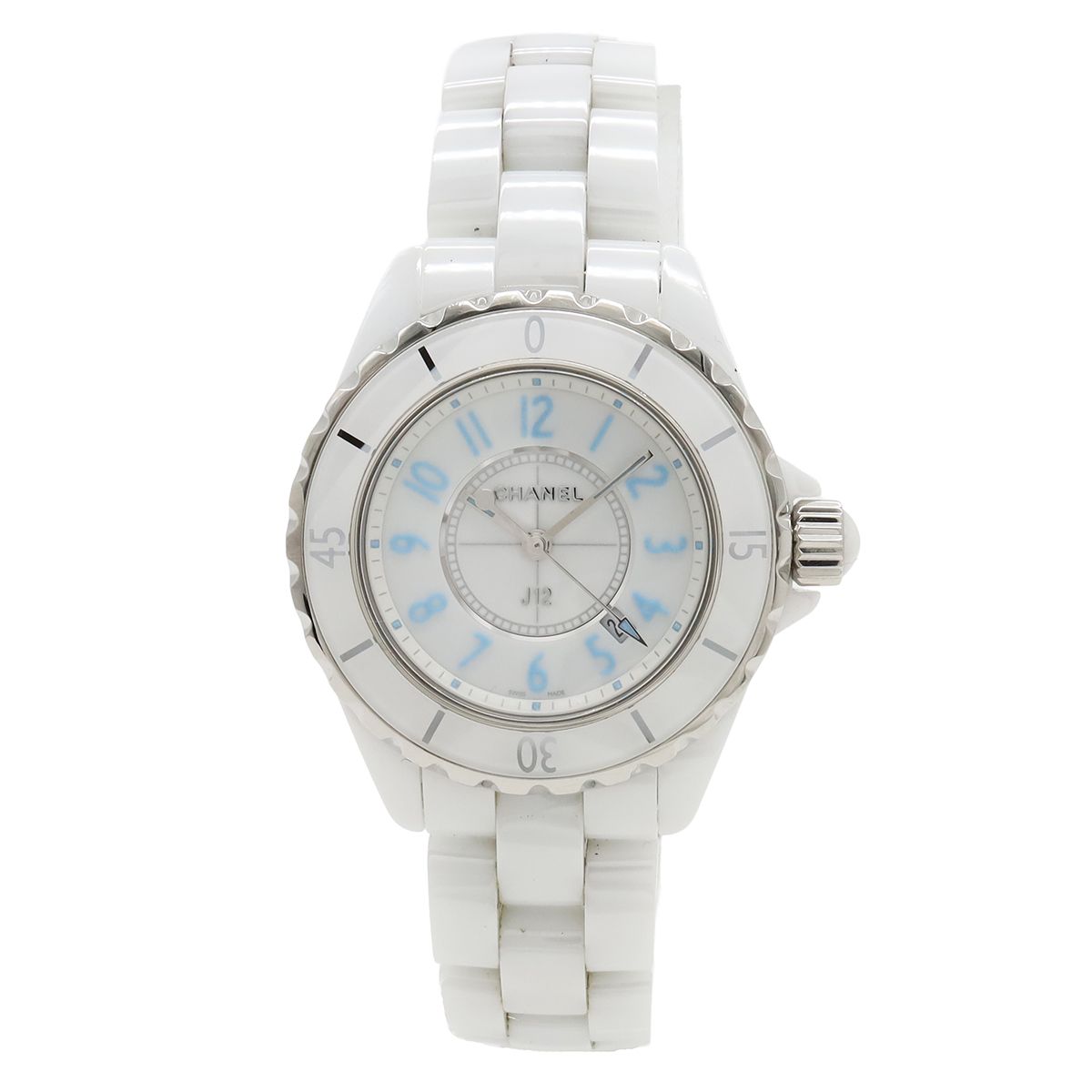 Chanel J12 Blue Light Limited to White Ceramic Dial Date Quartz Watch