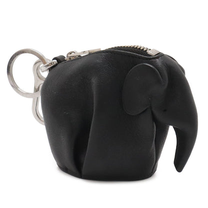 Loewe Elephant Animal Coin Case Pouch Charm Leather Black Silver — view 2