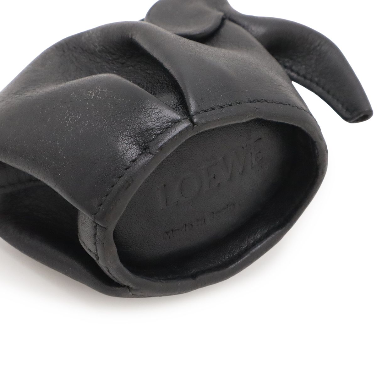 Loewe Elephant Animal Coin Case Pouch Charm Leather Black Silver — view 3