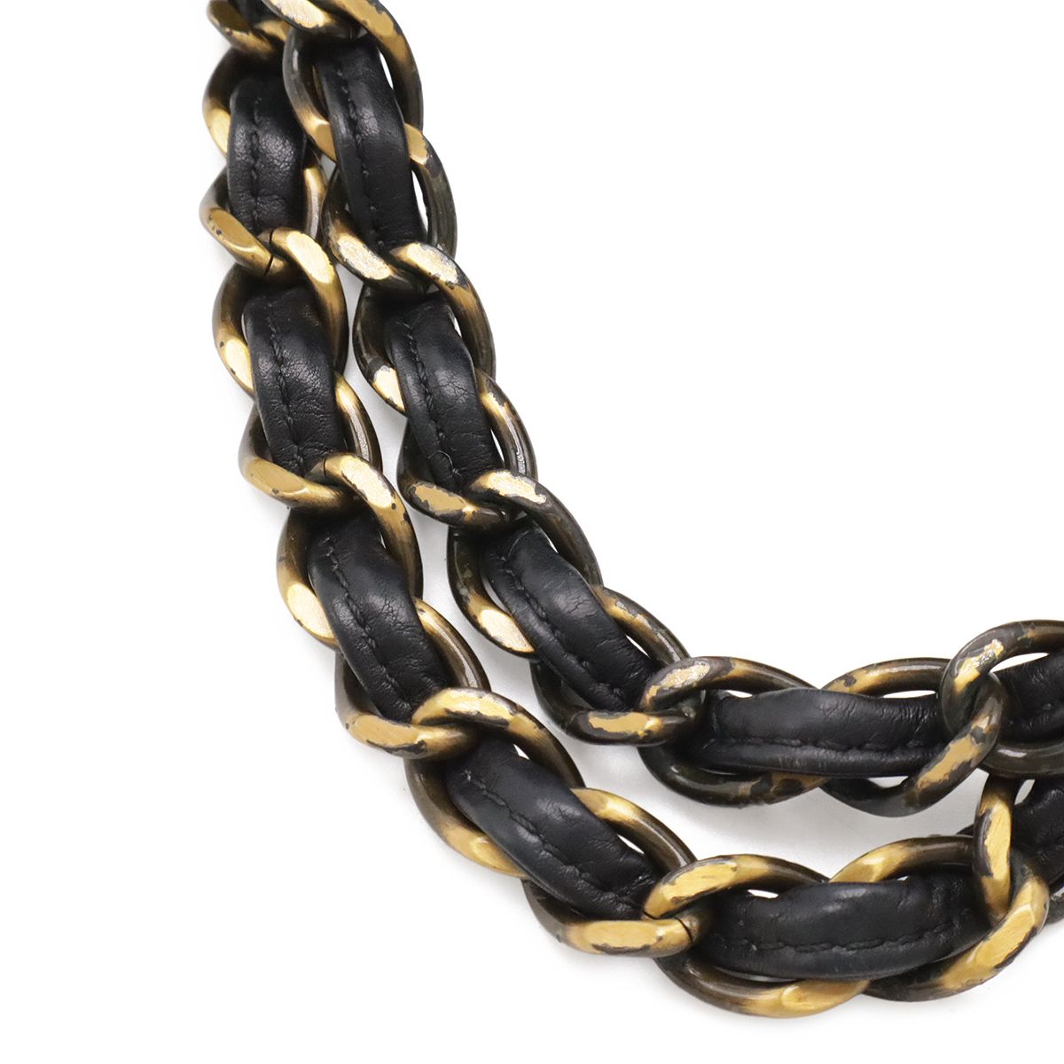 Chanel Chain Handle Tote Bag Leather Black Gold Vintage — view 5