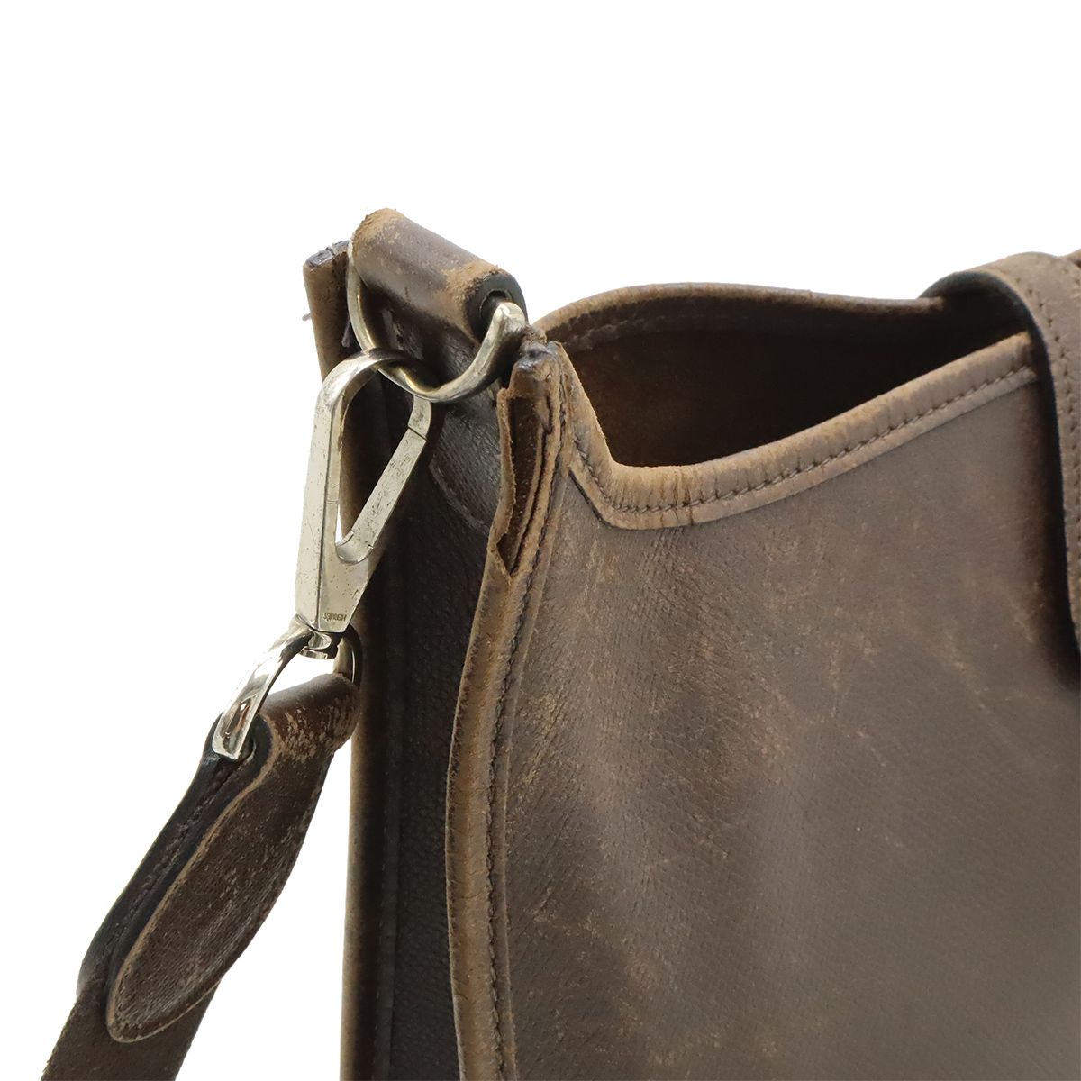Hermes Evelyne I 1 PM Shoulder Bag Courchevel Leather Dark Brown Silver — view 4