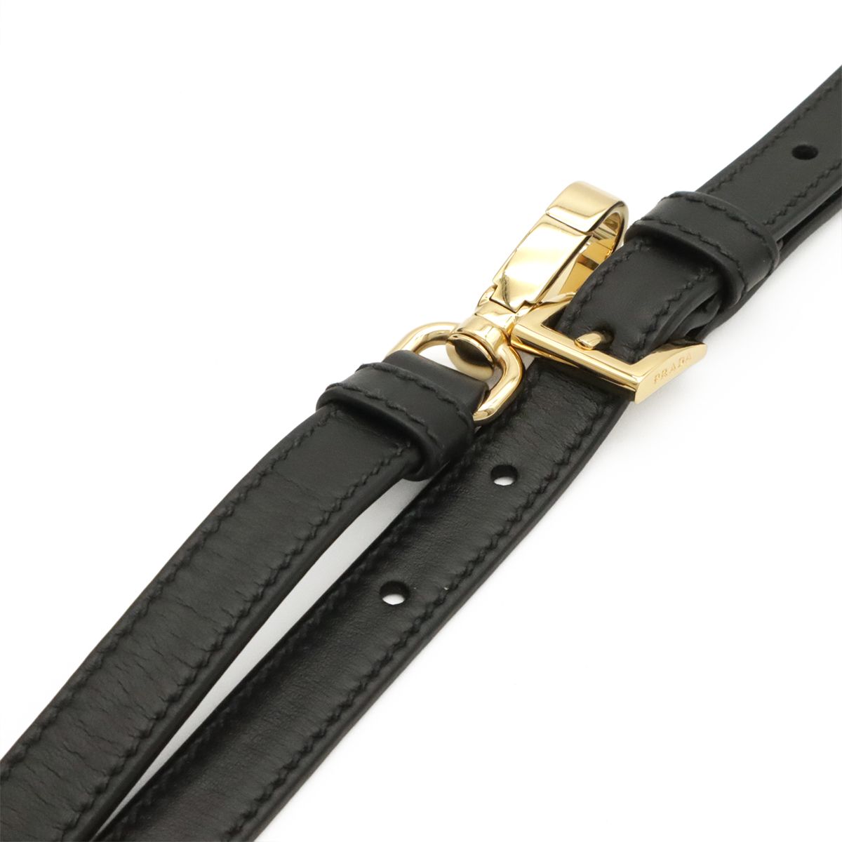 Prada Ake Small Leather Shoulder Bag Crossbody 2-Way Nero Black Gold — view 7