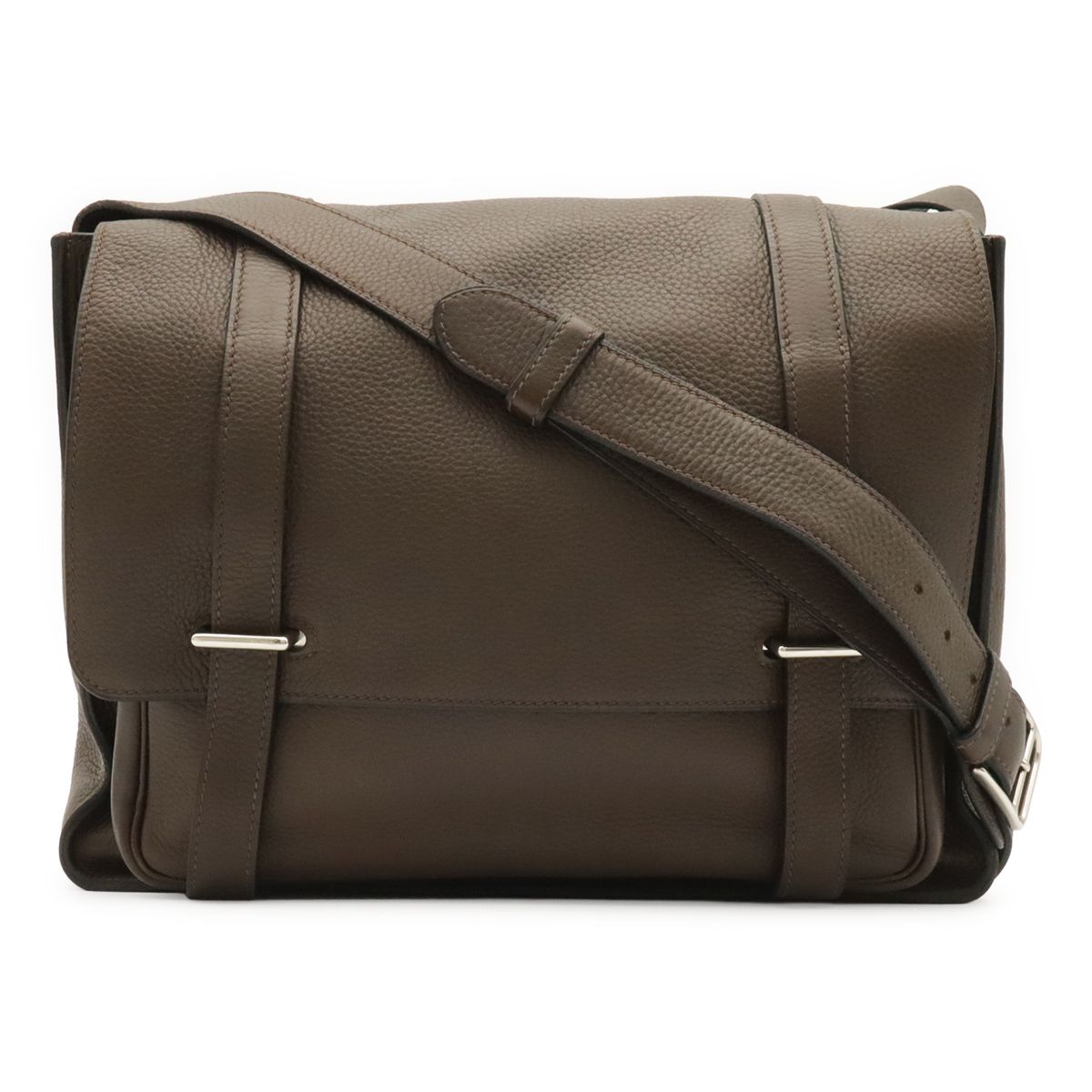 Hermes Steve Besace 35 Shoulder Bag Crossbody Taurillon Clemence Leather Brown