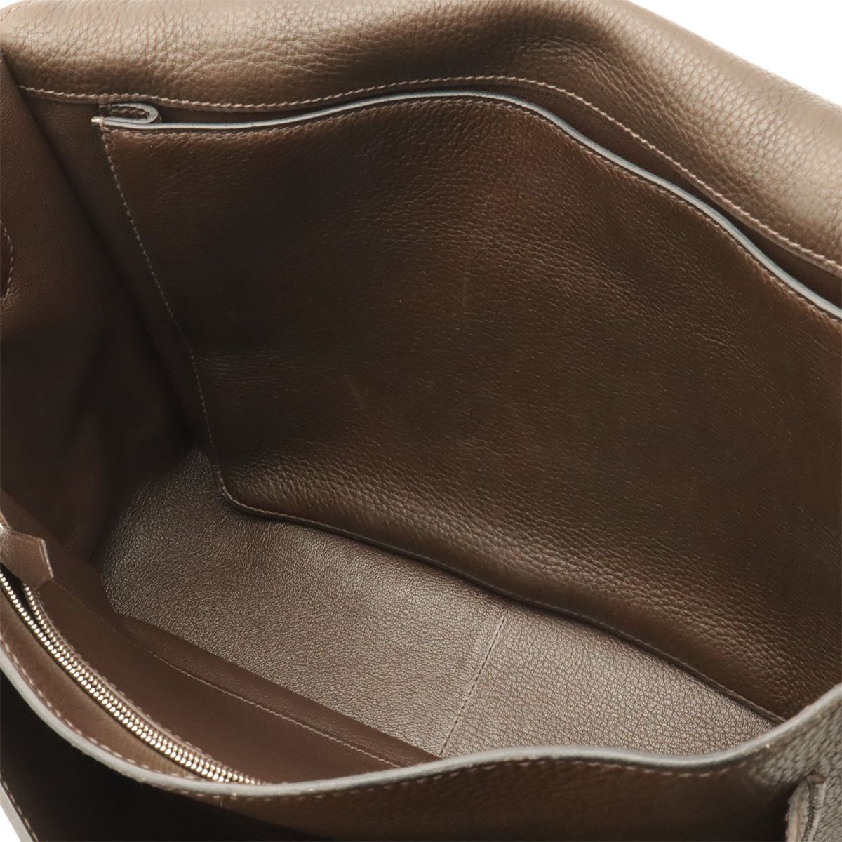 Hermes Steve Besace 35 Shoulder Bag Crossbody Taurillon Clemence Leather Brown — view 5