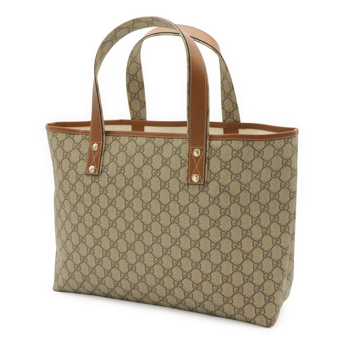 Gucci GG Supreme Plus Sherry Line New Selleria Tote Shoulder Bag Leather Beige — view 2