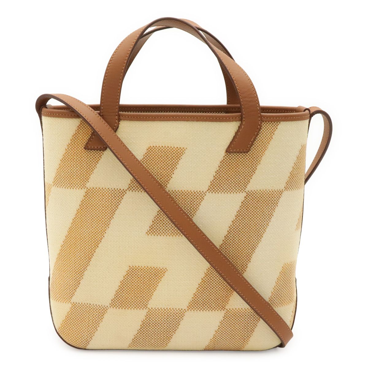 Hermes Ambie 27 PM Tote 2-Way Shoulder Bag Toile H Canvas Ecru