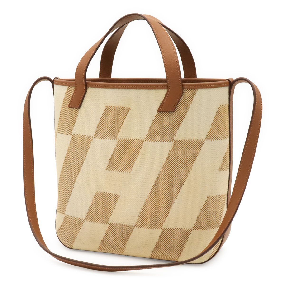 Hermes Ambie 27 PM Tote 2-Way Shoulder Bag Toile H Canvas Ecru — view 2