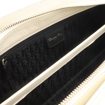 Dior Cannage Handbag Shoulder Long Leather Ivory White Silver — view 6