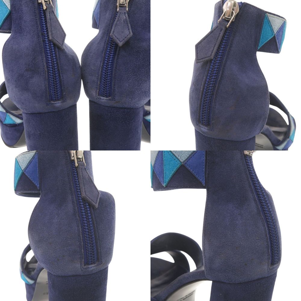 Hermes Ankle Strap Suede Blue Sandals 36 — view 8