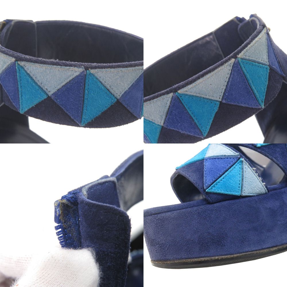Hermes Ankle Strap Suede Blue Sandals 36 — view 7